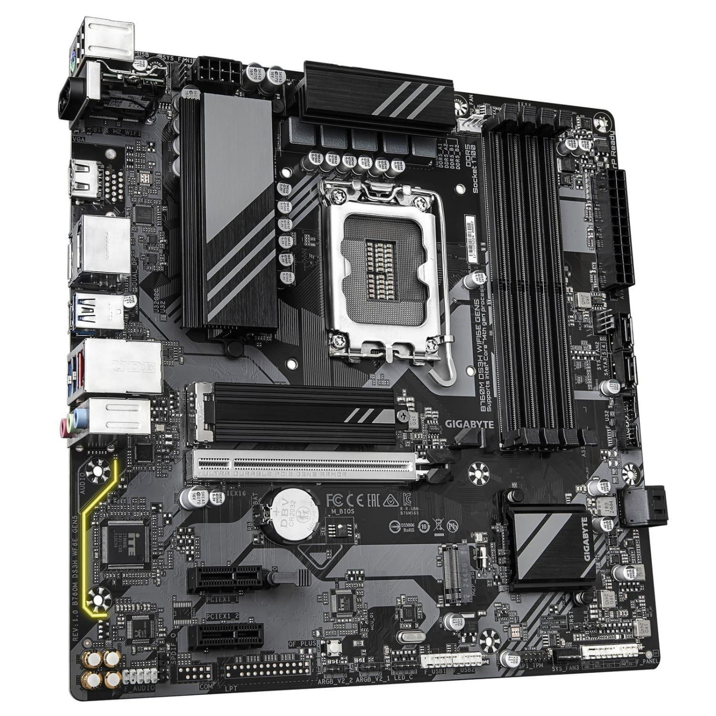 Материнська плата GIGABYTE B760M DS3H WIFI6E GEN5 (B760M DS3H WIFI6E GEN5) (Socket 1700, Intel B760, Micro-ATX)