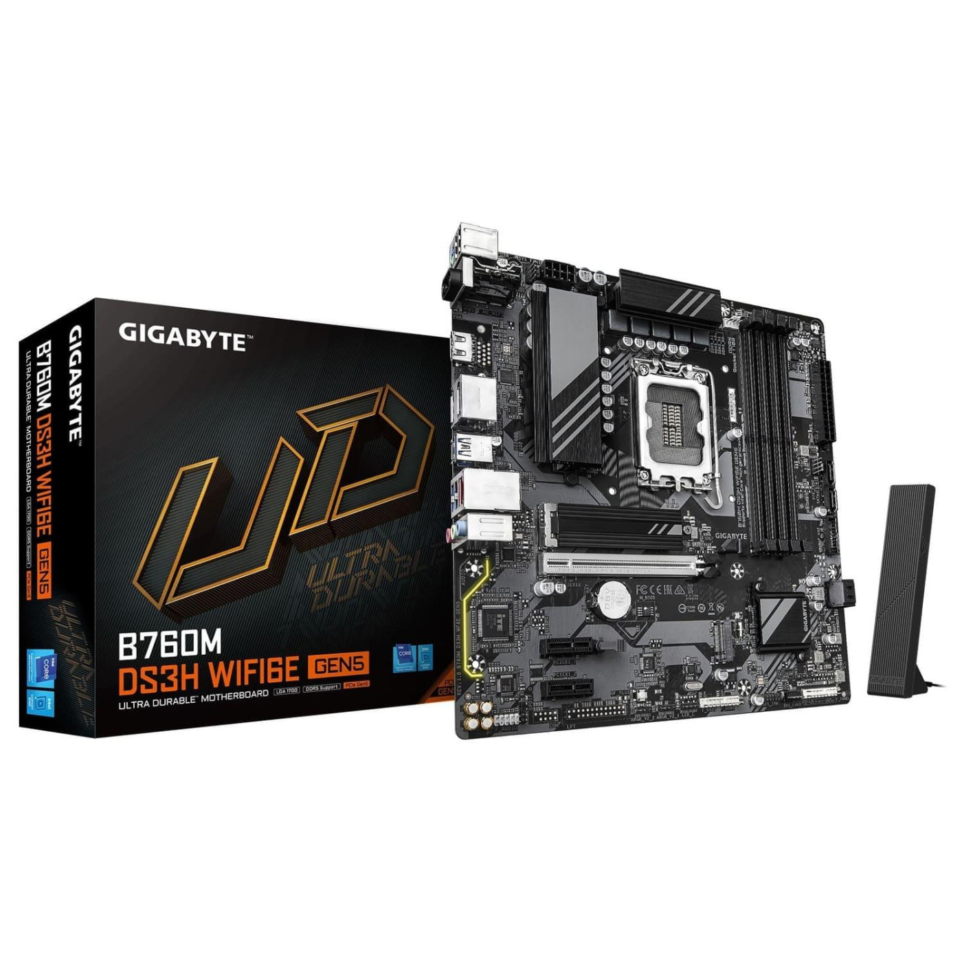 Материнська плата GIGABYTE B760M DS3H WIFI6E GEN5 (B760M DS3H WIFI6E GEN5) (Socket 1700, Intel B760, Micro-ATX)