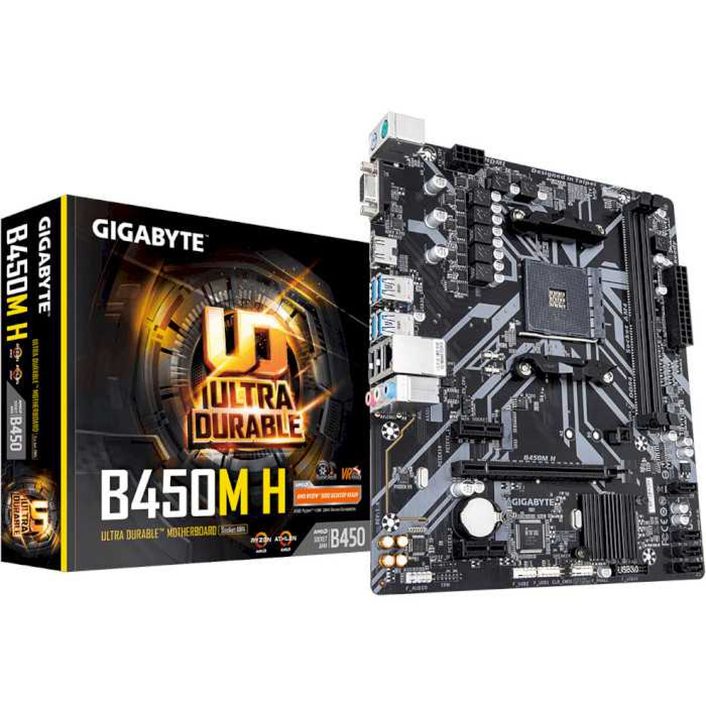 Материнська плата Gigabyte B450M H (B450M H) (Socket AM4, AMD B450, Micro-ATX) Б/в,U1