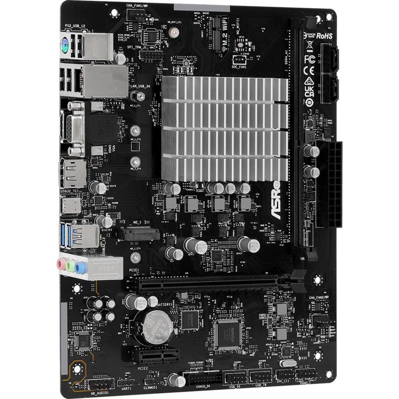 Материнська плата ASRock N100M (N100M) (Integrated CPU, SoC, Micro-ATX)