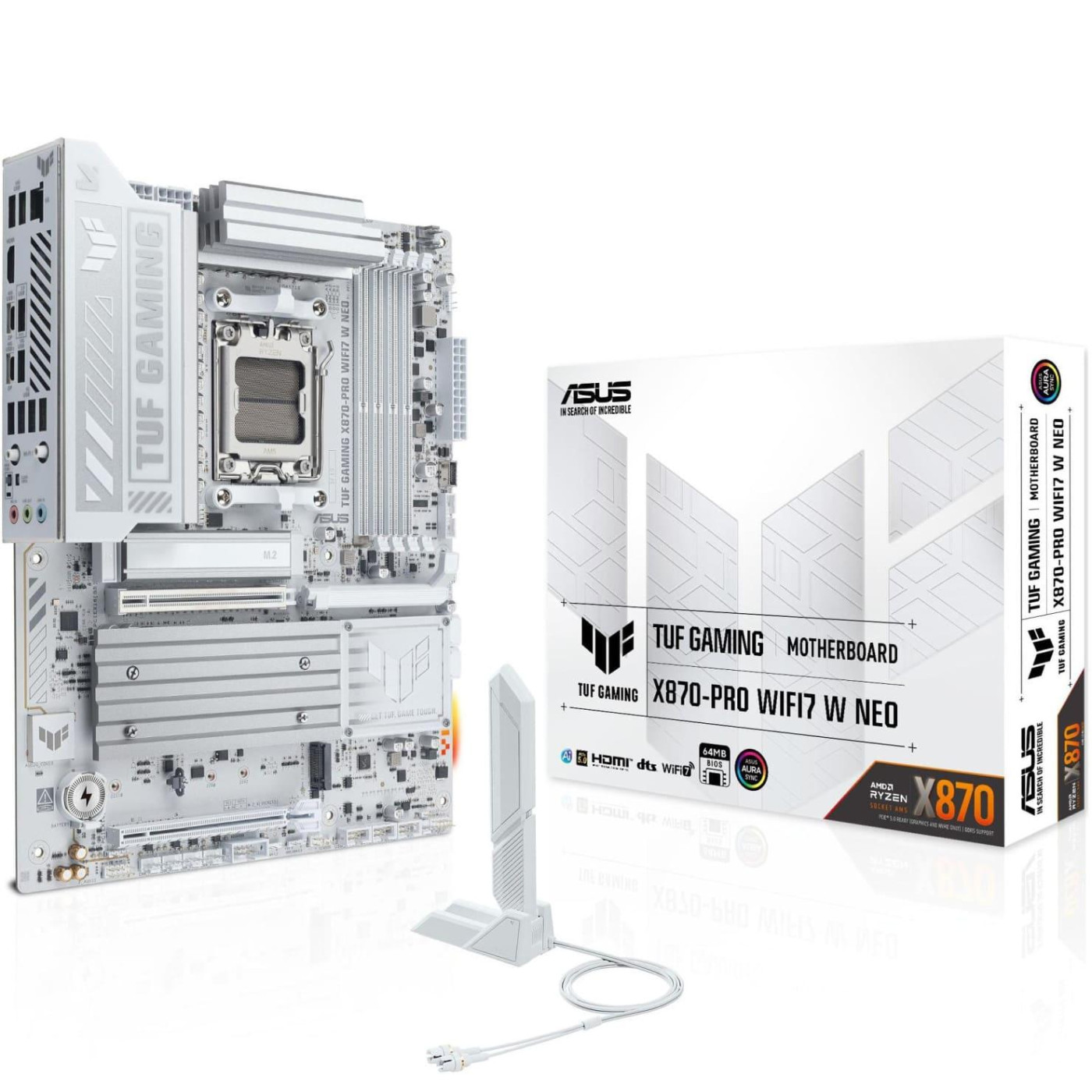Материнская плата ASUS TUF GAMING X870-PRO WIFI7 W NEO White (TUF GAMING X870-PRO WIFI7 W NEO) (Socket AM5, AMD X870, ATX)