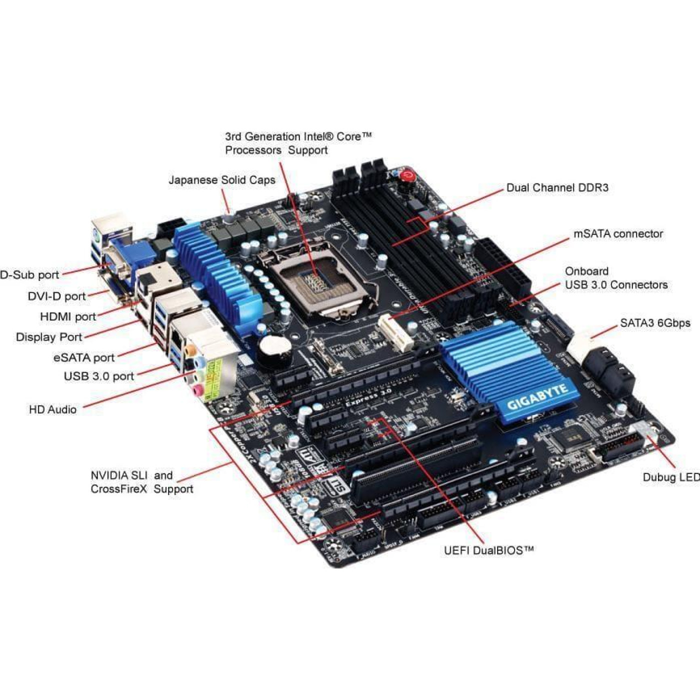 Материнська плата Gigabyte Gigabyte GA-Z77X-UD3H ( (Socket 1155, Intel Z77, ATX) Б/в