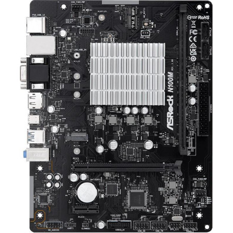 Материнська плата ASRock N100M (N100M) (Integrated CPU, SoC, Micro-ATX)