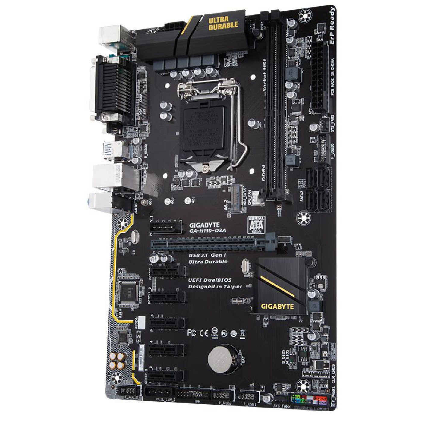 Материнская плата Gigabyte H110-D3A (H110-D3A) (Socket 1151, Intel H110, ATX) Б/у,U1