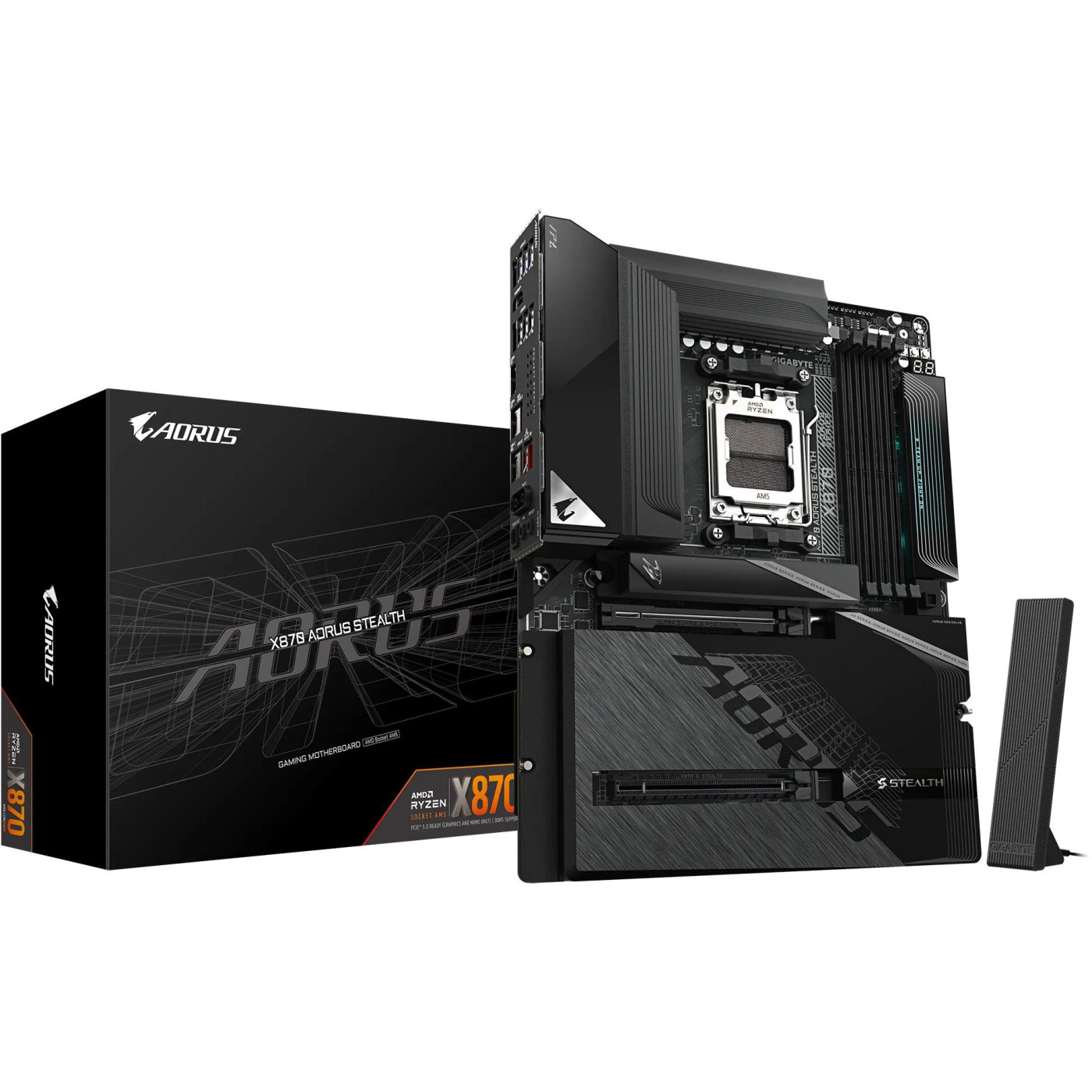 Материнська плата Gigabyte X870 AORUS STEALTH (X870 AORUS STEALTH) (Socket AM5, AMD X870, ATX)