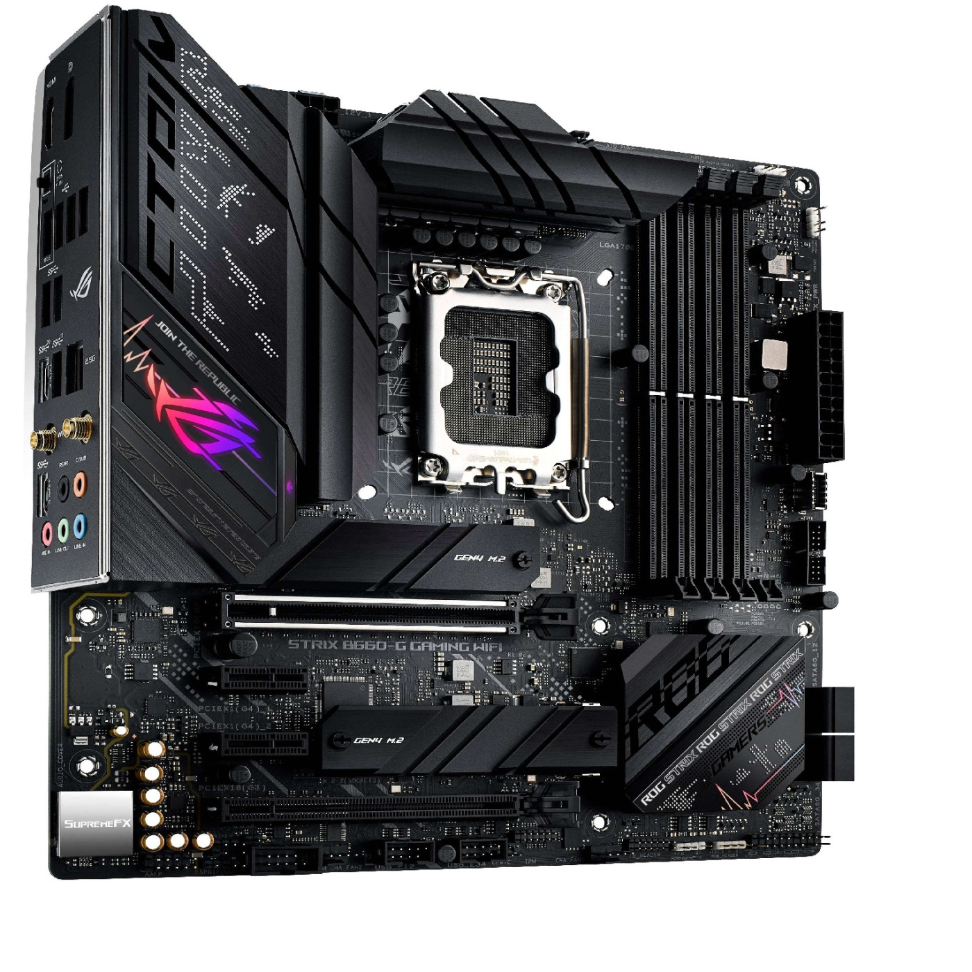 Материнская плата ASUS ROG STRIX B660-G GAMING WIFI (ROG STRIX B660-G GAMING WIFI) (Socket 1700, Intel B660, Micro-ATX) Б/у