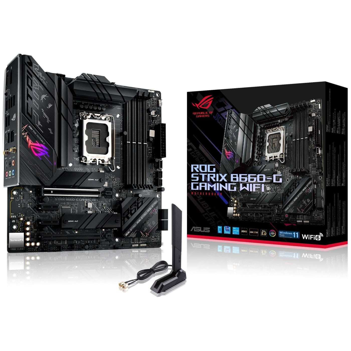 Материнская плата ASUS ROG STRIX B660-G GAMING WIFI (ROG STRIX B660-G GAMING WIFI) (Socket 1700, Intel B660, Micro-ATX) Б/у