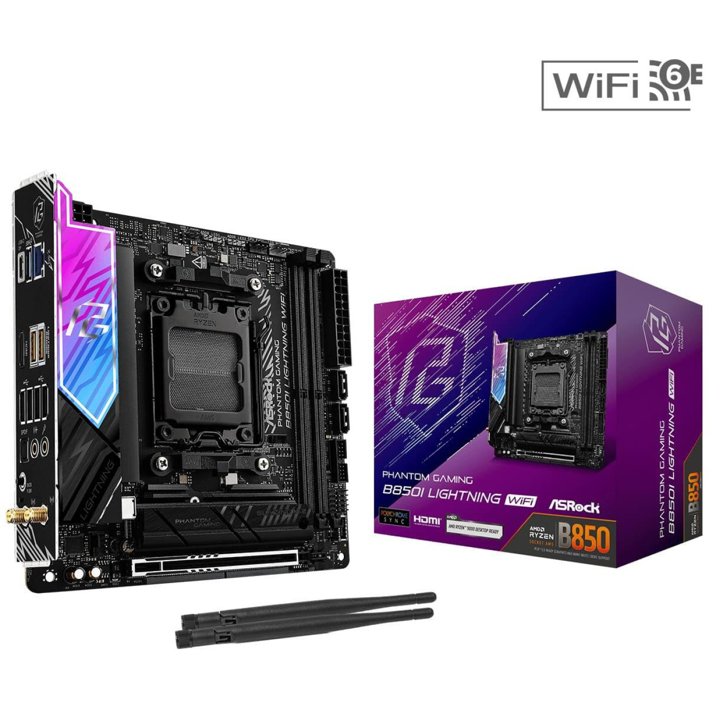 Материнська плата AsRock B850I Lightning WiFi (B850I Lightning WiFi) (Socket AM5, AMD B850, Mini-ITX)
