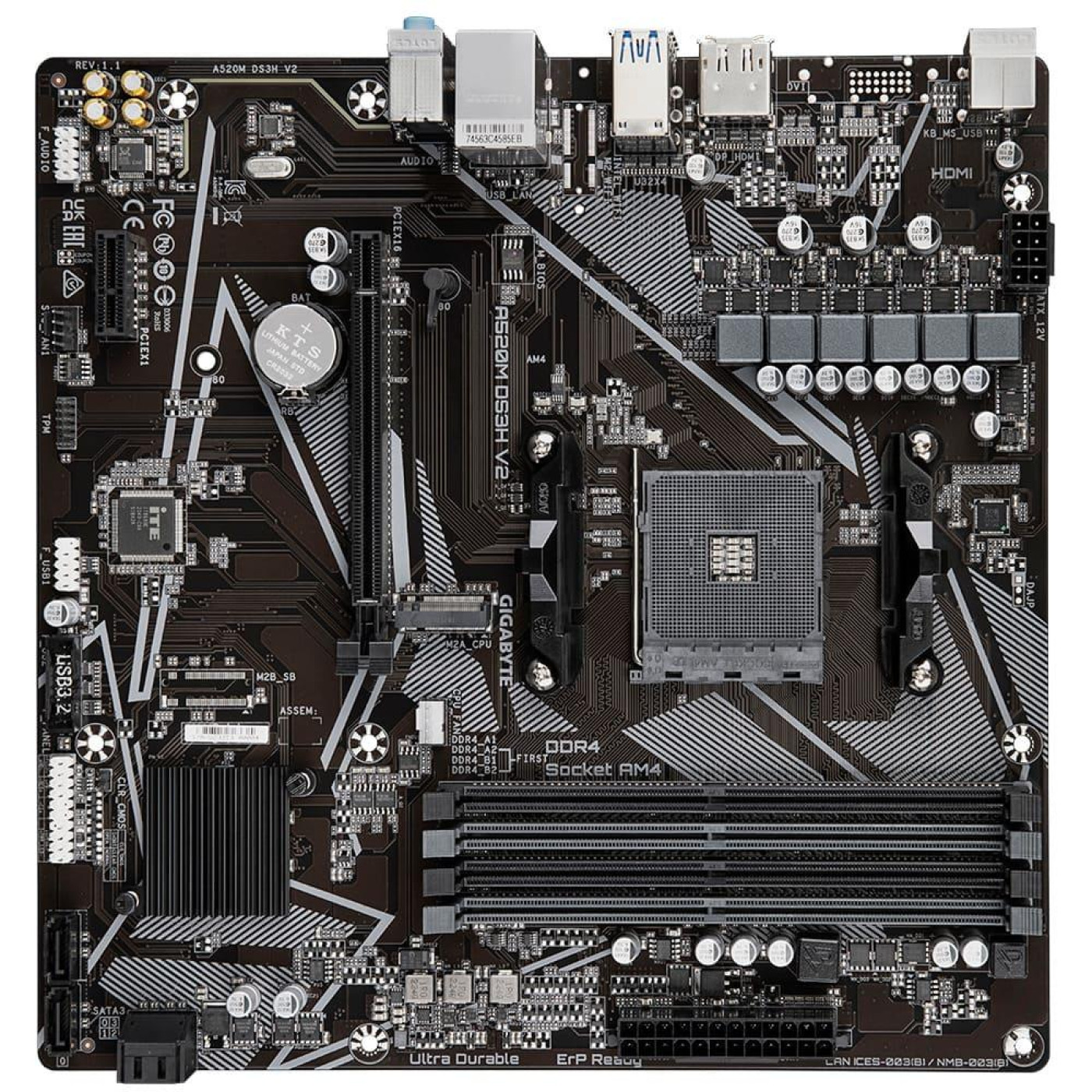 Материнська плата Gigabyte A520M DS3H V2 (A520M DS3H V2) (Socket AM4, AMD A520, Micro-ATX)