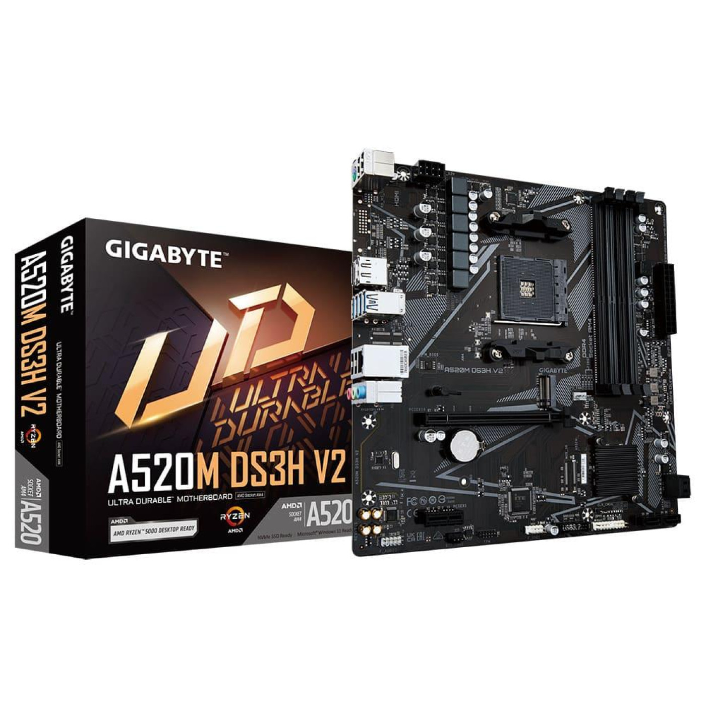 Материнська плата Gigabyte A520M DS3H V2 (A520M DS3H V2) (Socket AM4, AMD A520, Micro-ATX)