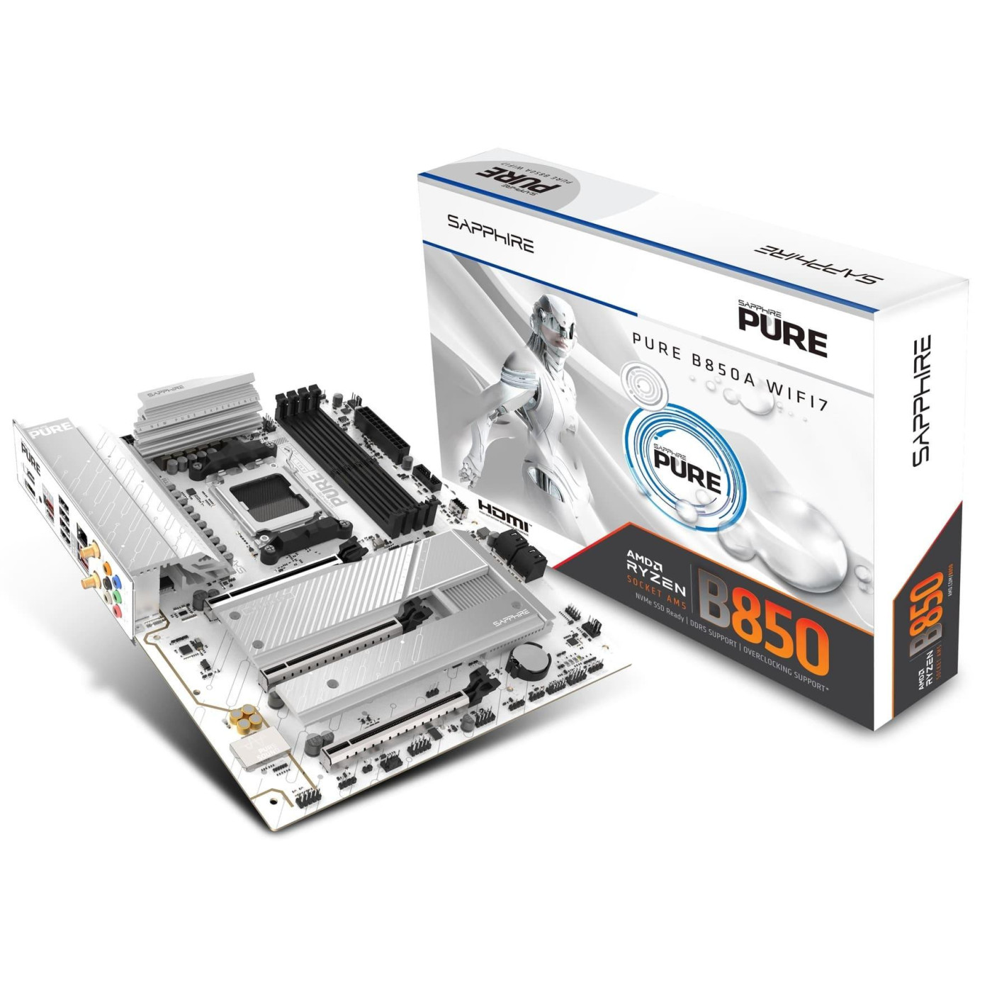 Материнська плата Sapphire PURE B850A WIFI7 (52123-11-40G) (Socket AM5, AMD B850, ATX)