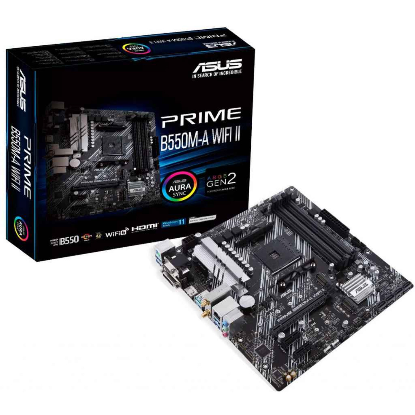Материнська плата ASUS PRIME B550M-A WIFI II (PRIME B550M-A WI-FI II) (Socket AM4, AMD B550, Micro-ATX)