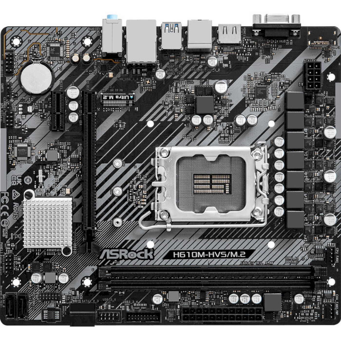 Материнская плата AsRock H610M-HVS/M.2 R2.0 (H610M-HVS/M.2 R2.0) (Socket 1700, Intel H610, Micro-ATX)