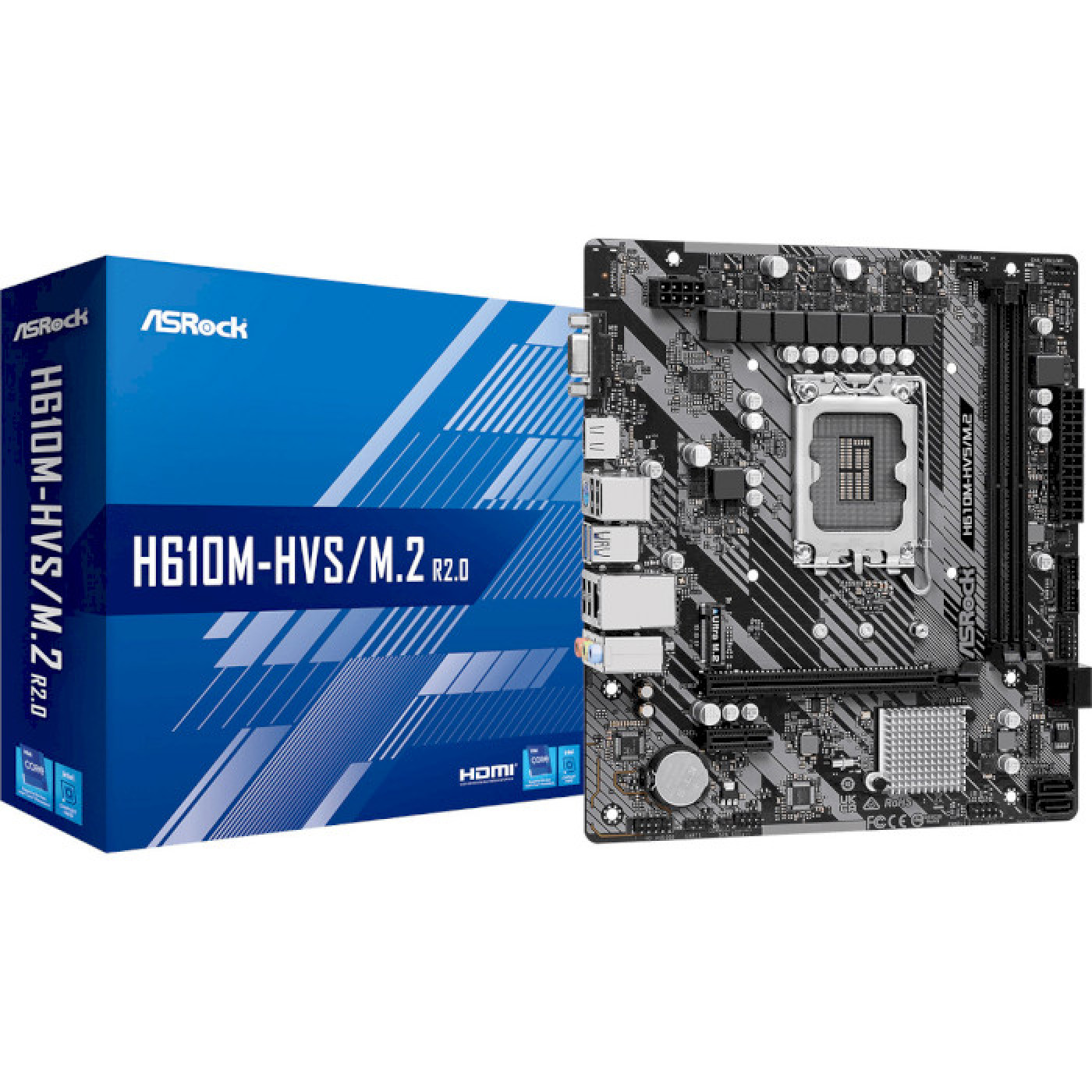 Материнская плата AsRock H610M-HVS/M.2 R2.0 (H610M-HVS/M.2 R2.0) (Socket 1700, Intel H610, Micro-ATX)