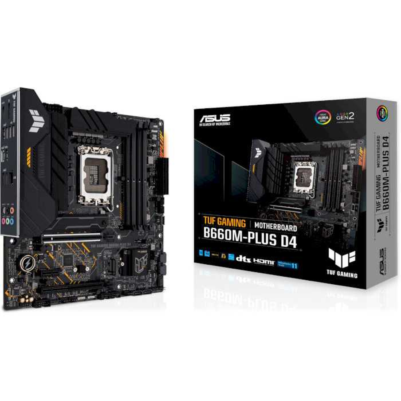 Материнська плата ASUS TUF Gaming B660M-PLUS D4 (TUF GAMING B660M-PLUS D4) (Socket 1700, Intel B660, Micro-ATX) Б/в