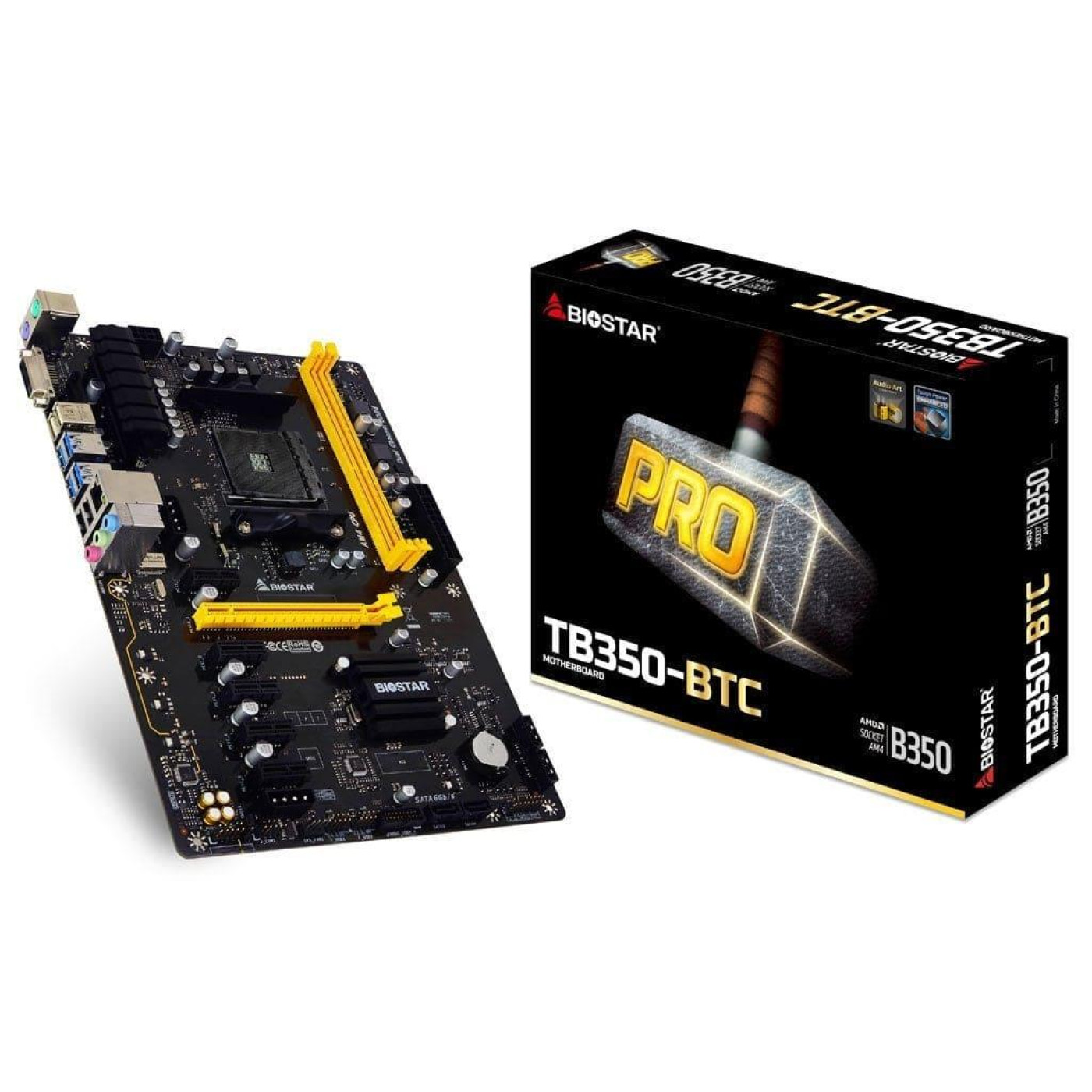 Материнская плата Biostar TB350-BTC Ver. 6.0 (TB350-BTC Ver. 6.0) (sAM4, AMD B350, ATX) Б/у,U1