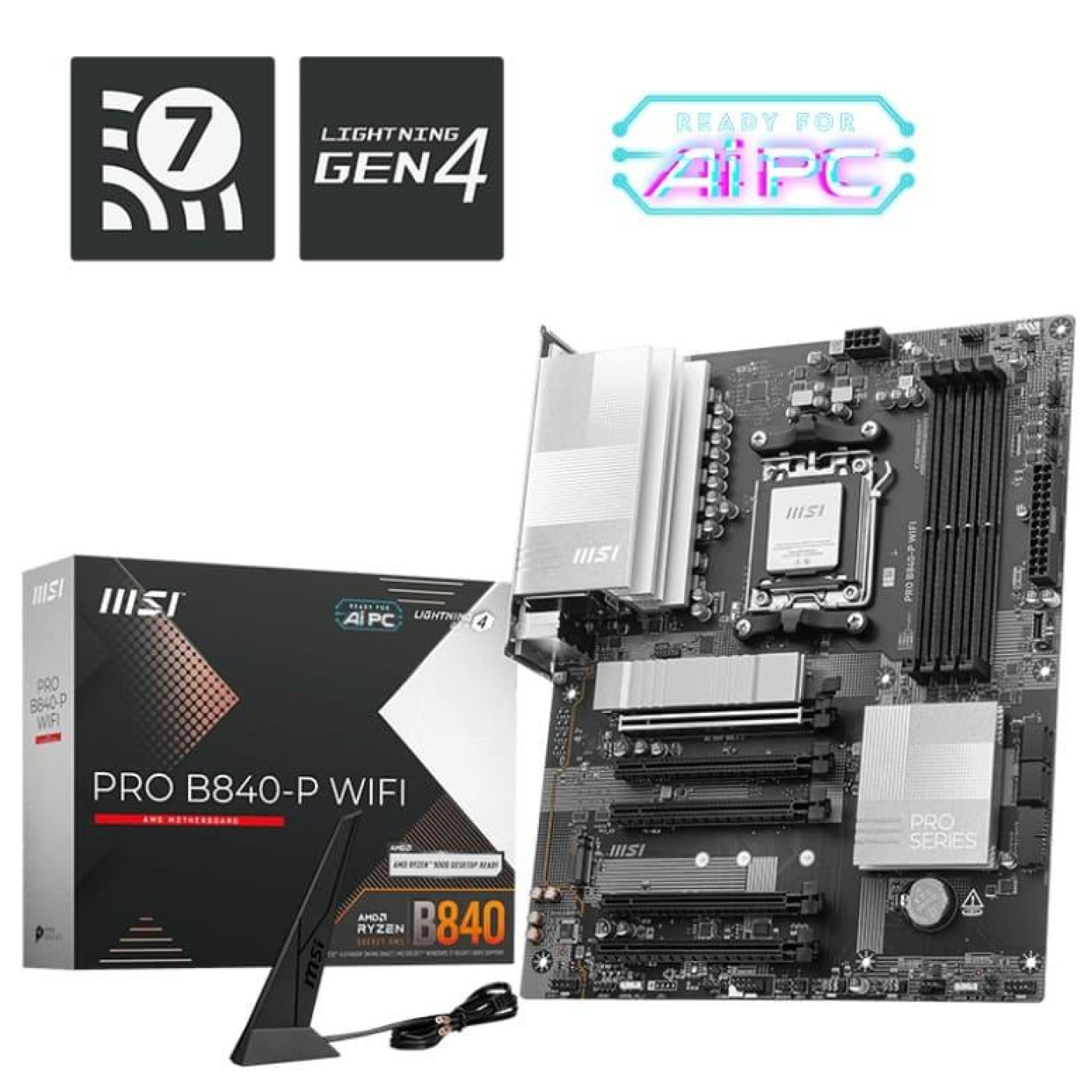 Материнская плата MSI PRO B840-P WIFI (PRO B840-P WIFI) (Socket AM5, AMD B840, ATX)