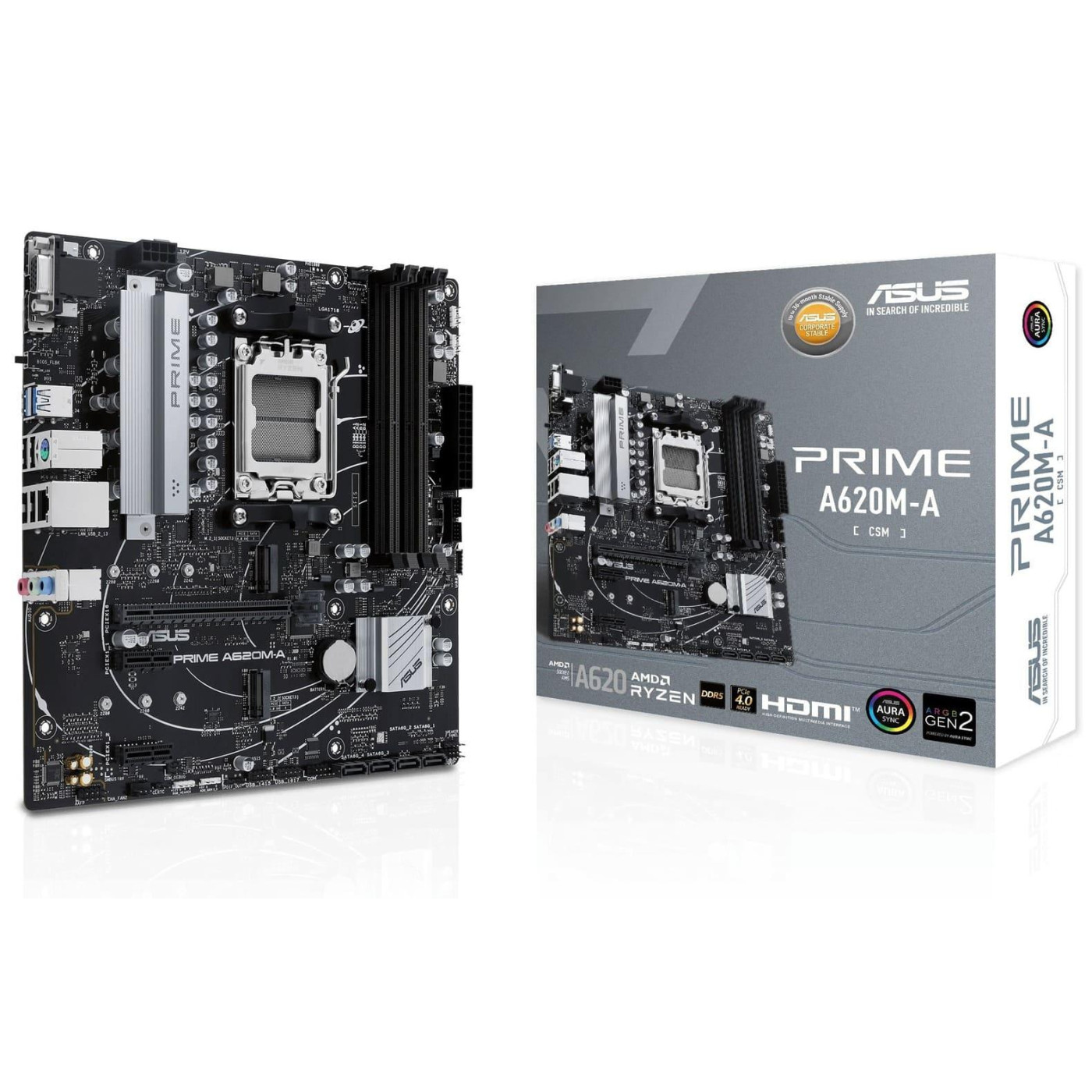 Материнська плата ASUS PRIME A620M-A-CSM (PRIME A620M-A-CSM) (Socket AM5, AMD A620, Micro-ATX)