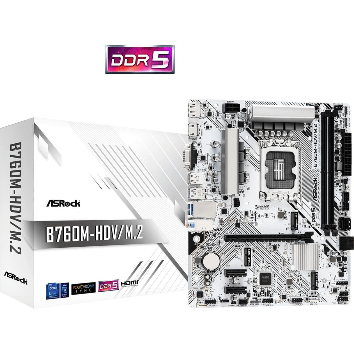 Материнська плата AsRock B760M-HDV/M.2 (B760M-HDV/M.2_) (Socket 1700, Intel B760, Micro-ATX) Б/в