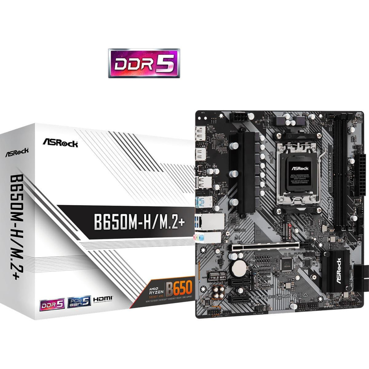 Материнська плата AsRock B650M-H/M.2+ (B650M-H/M.2+) (Socket AM5, AMD B650, Micro-ATX)