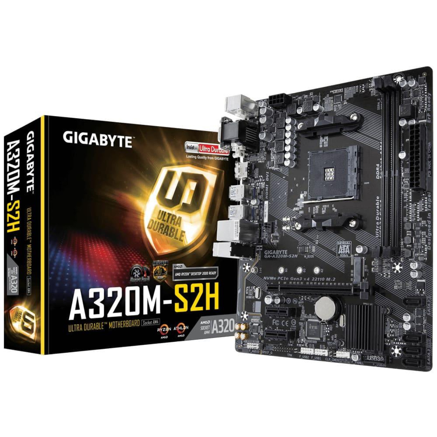 Материнська плата Gigabyte GA-A320M-S2H (GA-A320M-S2H) (Socket AM4, AMD A320, Micro-ATX)