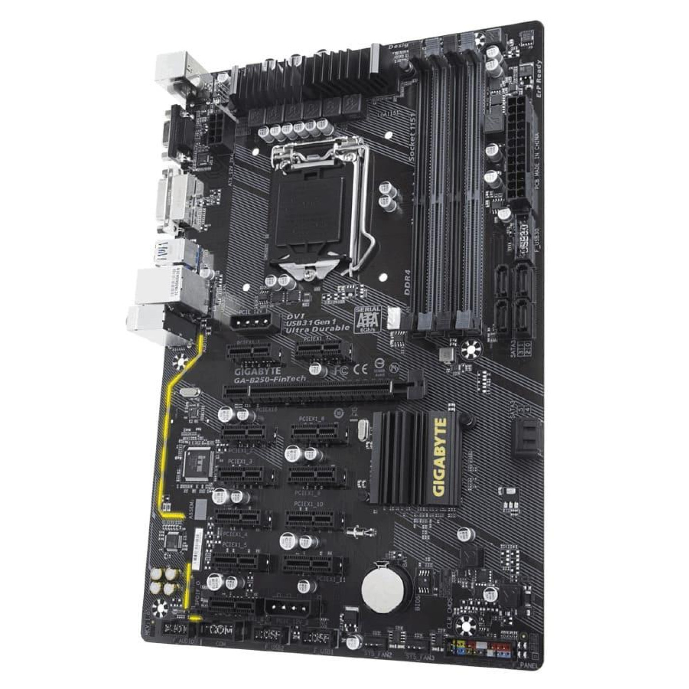 Материнська плата Gigabyte GA-B250-FinTech (GA-B250-FinTech) (Socket 1151, Intel B250, ATX) Б/в