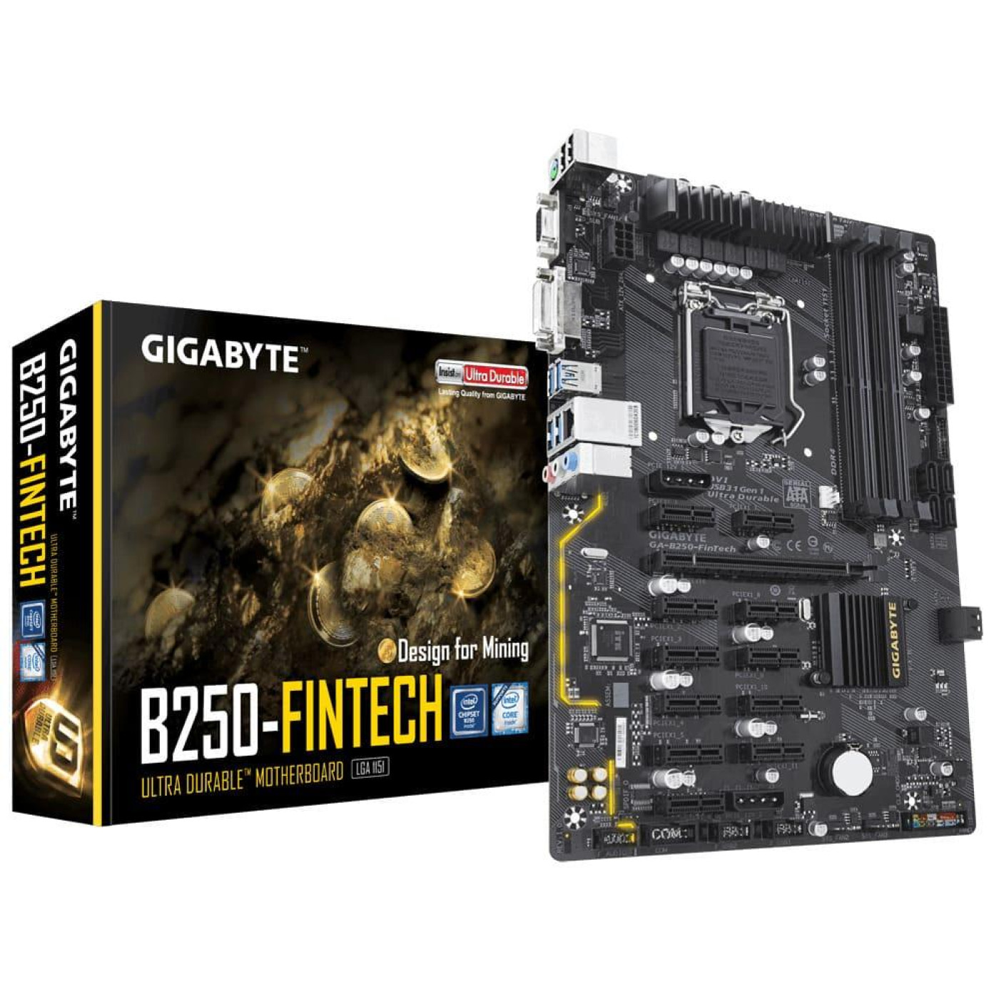 Материнська плата Gigabyte GA-B250-FinTech (GA-B250-FinTech) (Socket 1151, Intel B250, ATX) Б/в