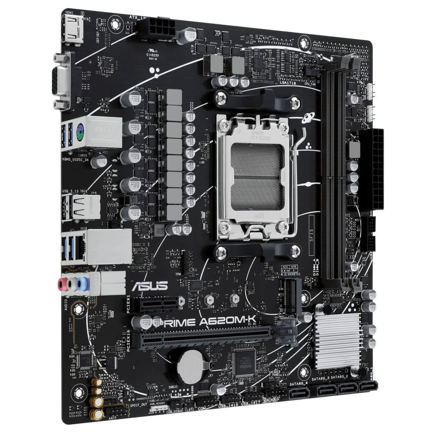 Материнська плата ASUS PRIME A620M-K (PRIME A620M-K) (Socket AM5, AMD A620, Micro-ATX)