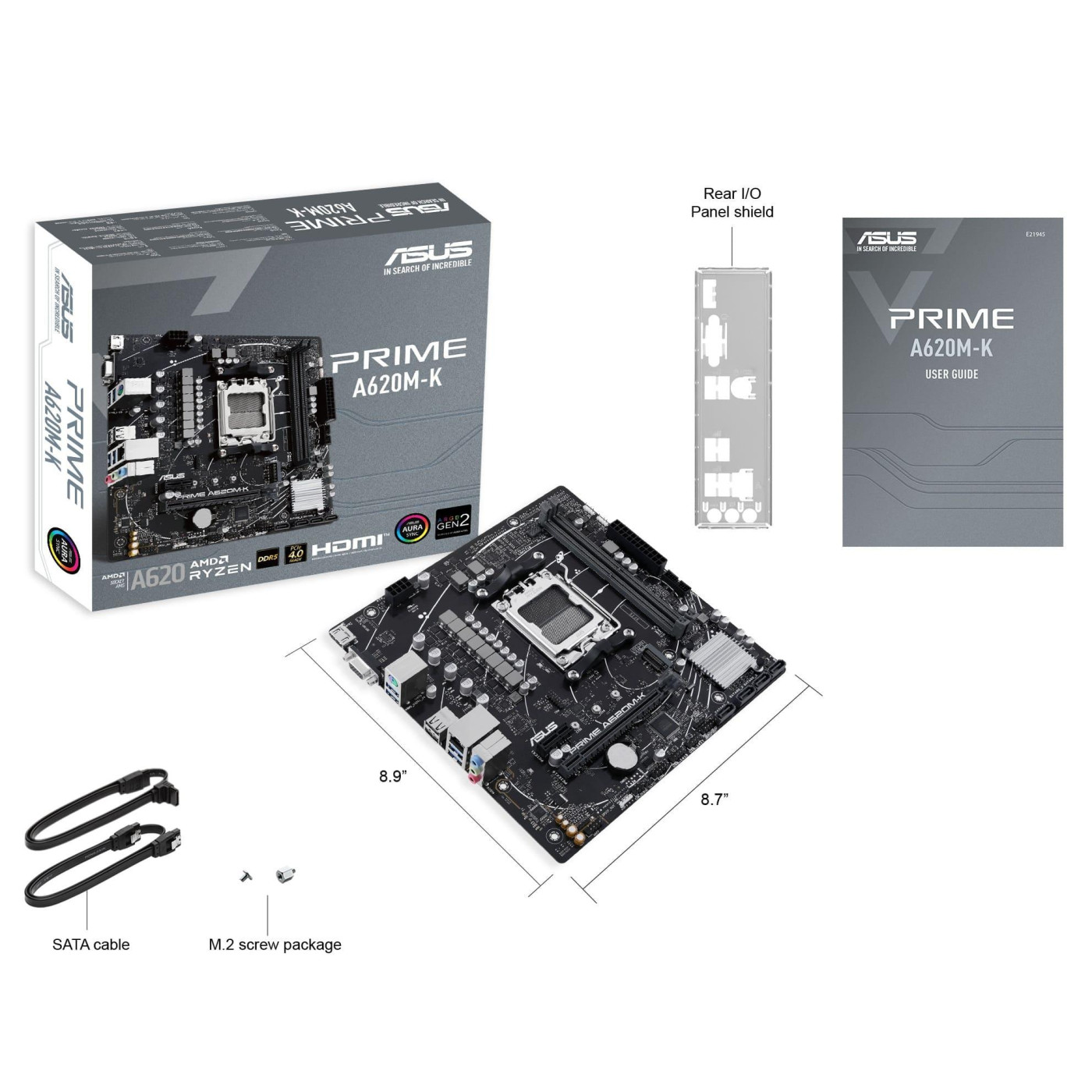 Материнська плата ASUS PRIME A620M-K (PRIME A620M-K) (Socket AM5, AMD A620, Micro-ATX)