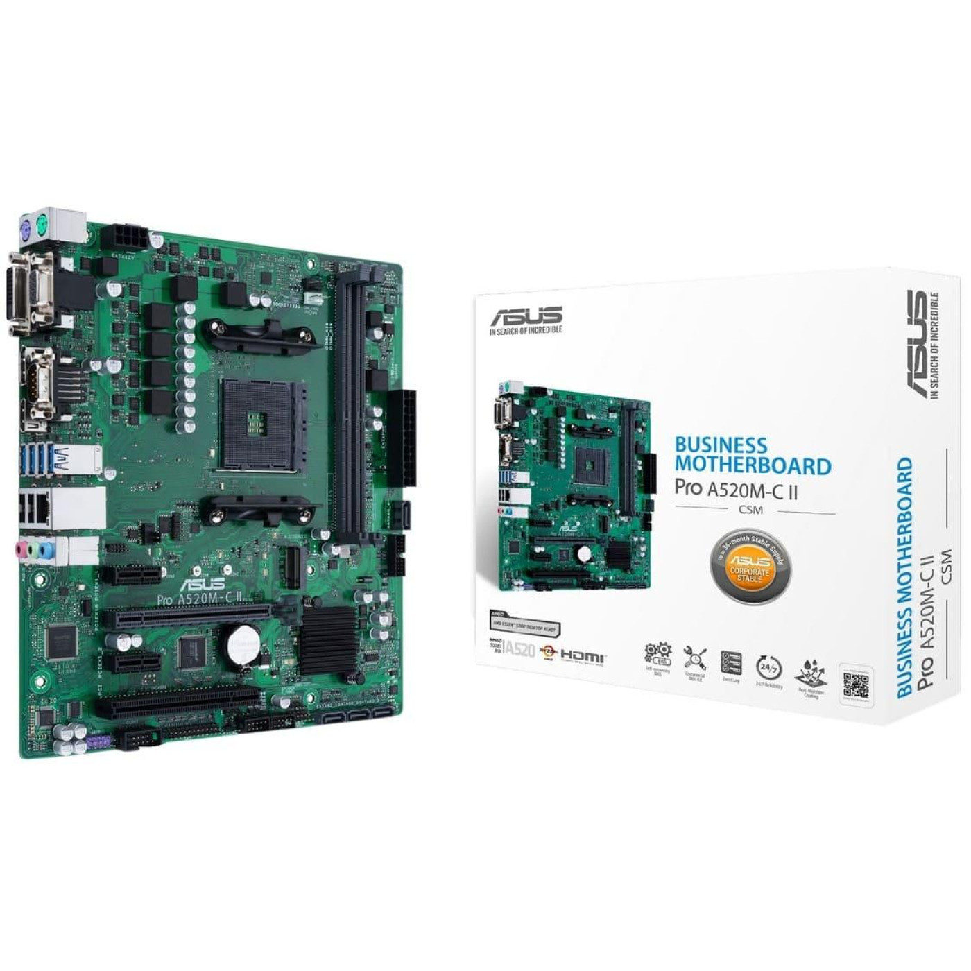 Материнська плата ASUS PRO A520M-C II/CSM (PRO A520M-C II/CSM) (Socket AM4, AMD A520, Micro-ATX)