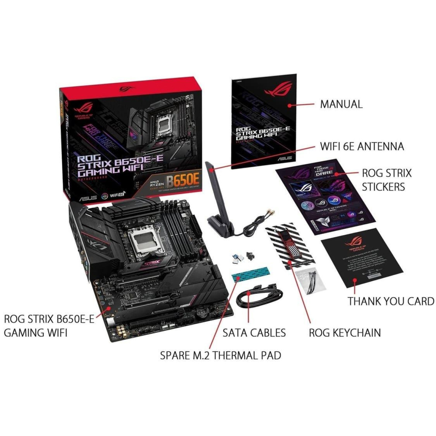 Материнська плата ASUS ROG STRIX B650E-E GAMING WIFI (ROG STRIX B650E-E GAMING WIFI) (Socket AM5, AMD B650, ATX) Б/в