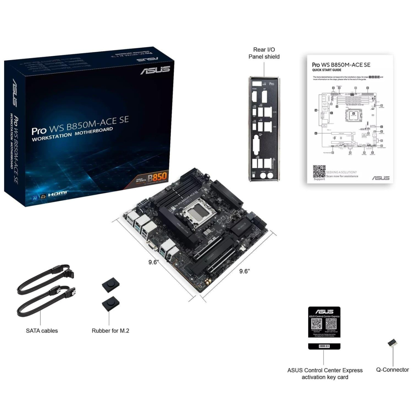 Материнская плата ASUS PRO WS B850M-ACE SE (PRO WS B850M-ACE SE) (Socket AM5, AMD B850, Micro-ATX) U1