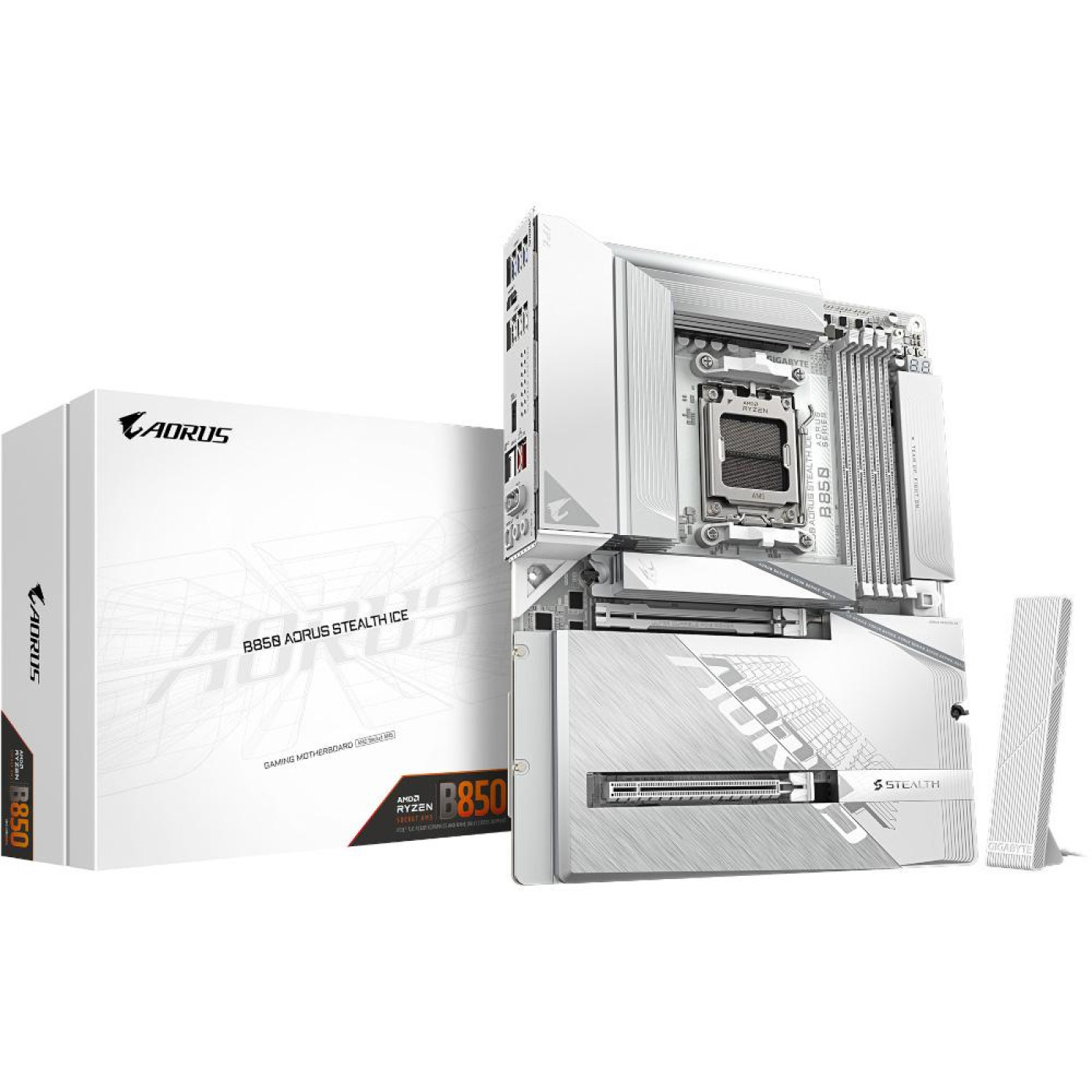 Материнська плата Gigabyte B850 AORUS STEALTH ICE (B850 AORUS STEALTH ICE) (Socket AM5, AMD B850, ATX)