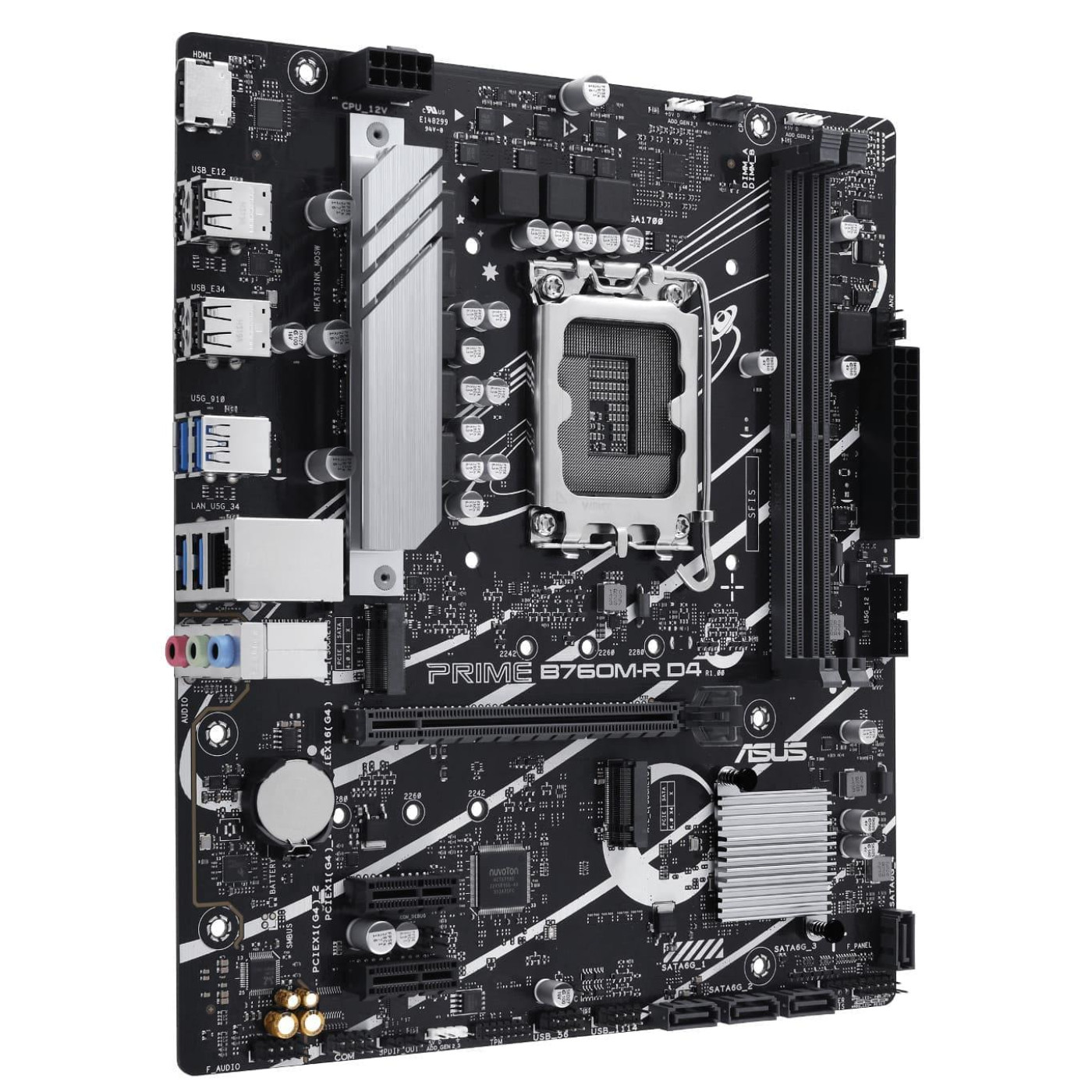 Материнська плата ASUS PRIME B760M-R D4 (PRIME B760M-R D4) (Socket 1700, Intel B760, Micro-ATX)