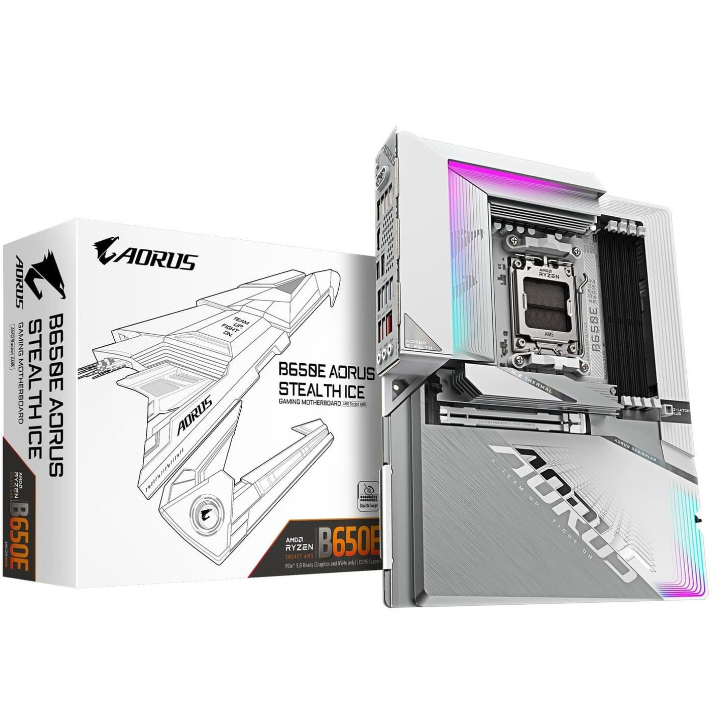 Материнська плата Gigabyte B650E AORUS STEALTH ICE BTF (B650E AORUS STEALTH ICE) (Socket AM5, AMD B650, ATX)