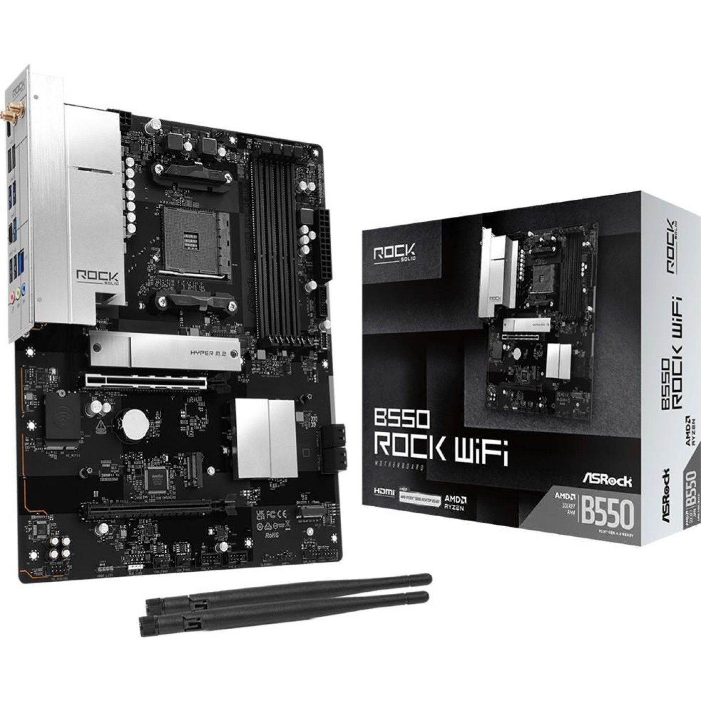 Материнська плата ASRock B550 ROCK WIFI (B550 ROCK WIFI) (Socket AM4, AMD B550, ATX)
