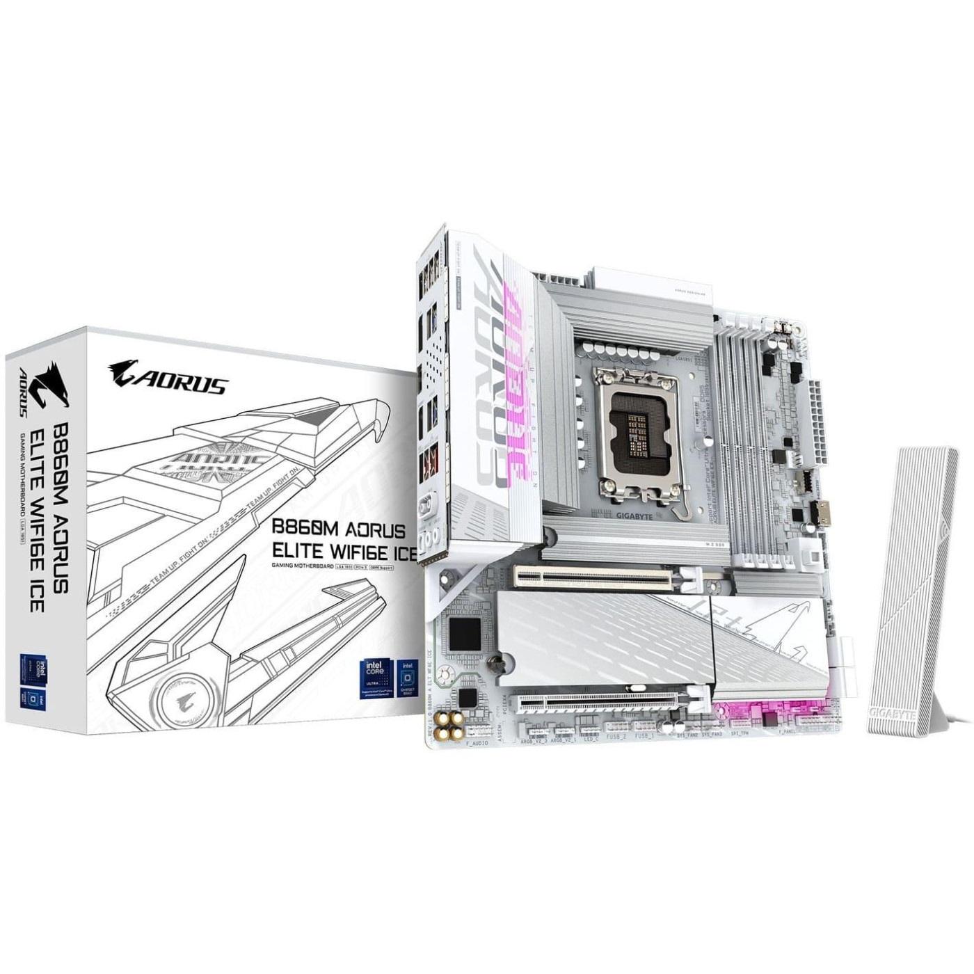 Материнська плата Gigabyte B860M AORUS ELITE WIFI6E ICE (B860M AORUS ELITE WIFI6E ICE) (Socket 1851, Intel B860, Micro-ATX)
