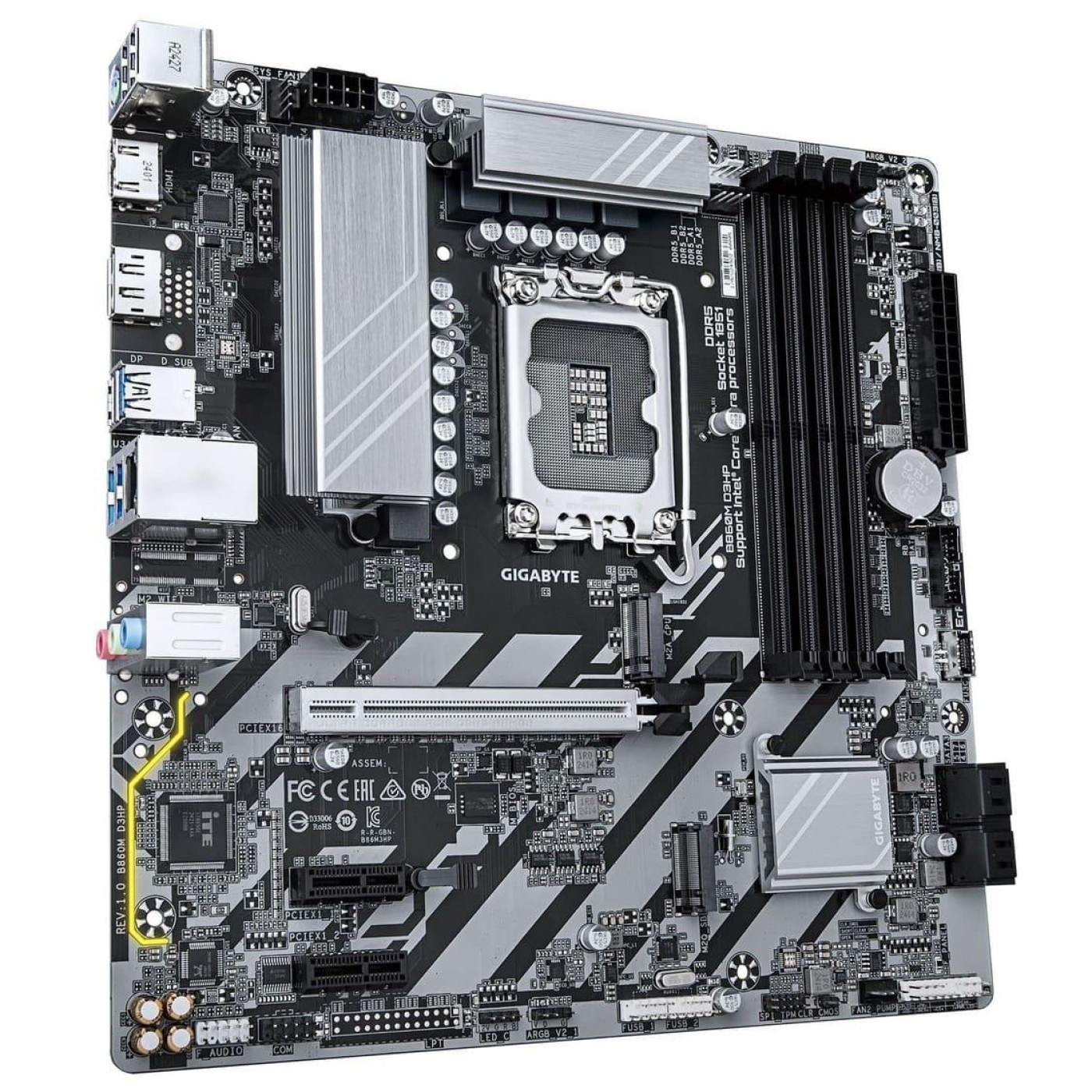 Материнська плата Gigabyte B860M D3HP (B860M D3HP) (Socket 1851, Intel B860, Micro-ATX)