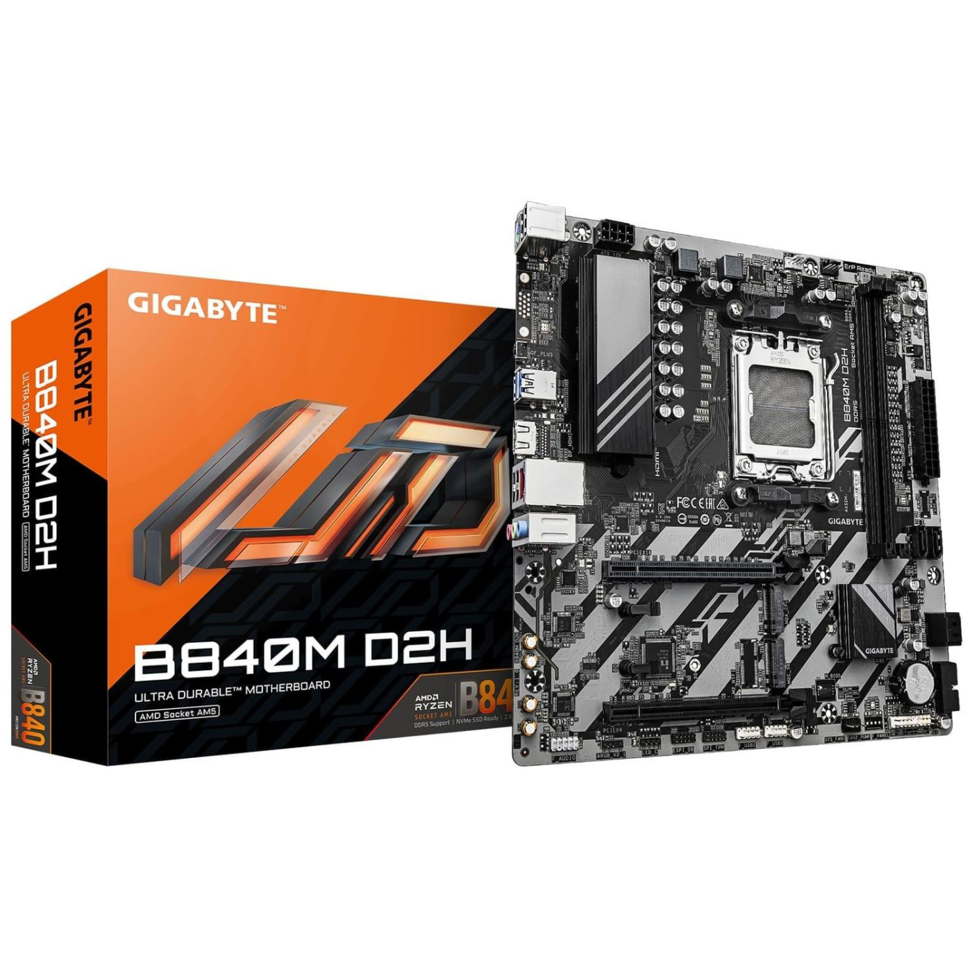 Материнська плата Gigabyte B840M D2H (B840M D2H) (Socket AM5, AMD B840, Micro-ATX)