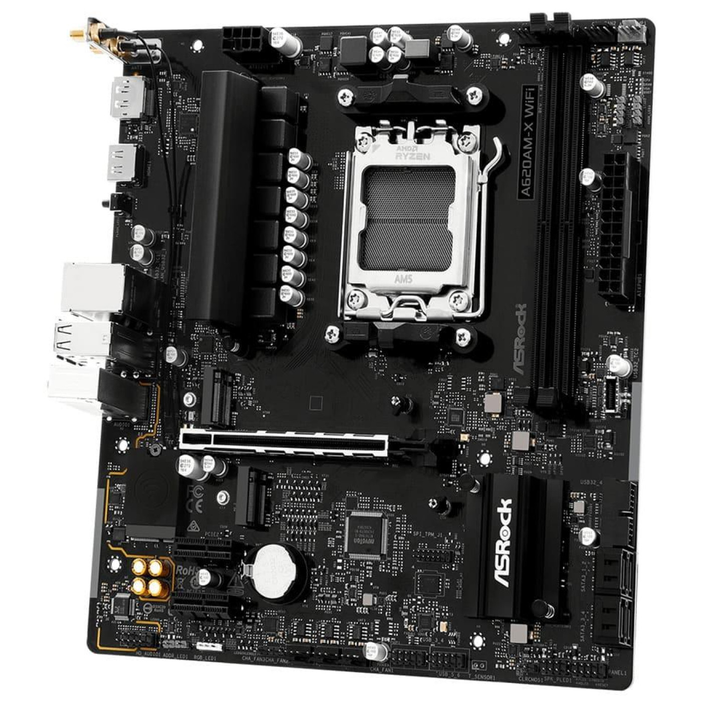 Материнская плата AsRock A620AM-X WIFI (A620AM-X WIFI) (Socket AM5, AMD A620A, Micro-ATX)