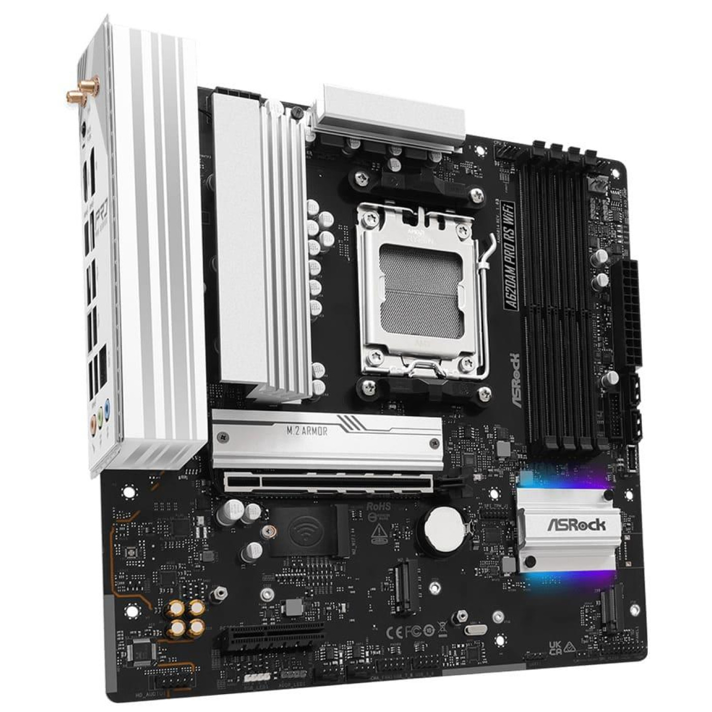 Материнська плата AsRock A620AM PRO RS WIFI (A620AM PRO RS WIFI) (Socket AM5, AMD A620A, Micro-ATX) Б/в