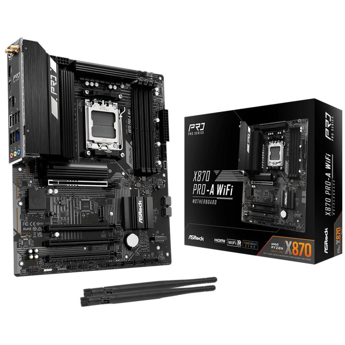 Материнская плата AsRock X870 PRO-A WIFI (X870 PRO-A WIFI) (Socket AM5, AMD X870, ATX)