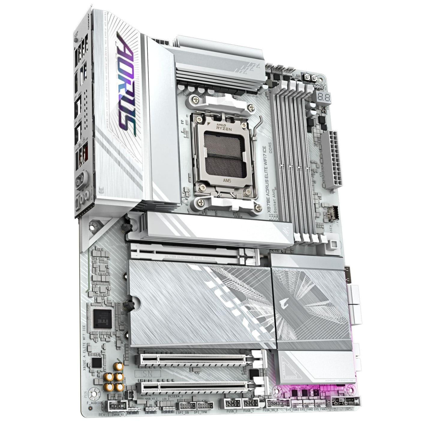 Материнська плата Gigabyte X870E AORUS ELITE WIFI7 ICE (X870E AORUS ELITE WIFI7 ICE) (Socket AM5, AMD X870E, ATX)