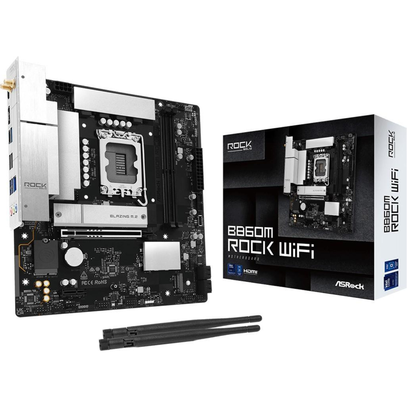Материнська плата ASRock B860M ROCK WIFI (B860M ROCK WIFI) (Socket 1851, Intel B860, Micro-ATX)
