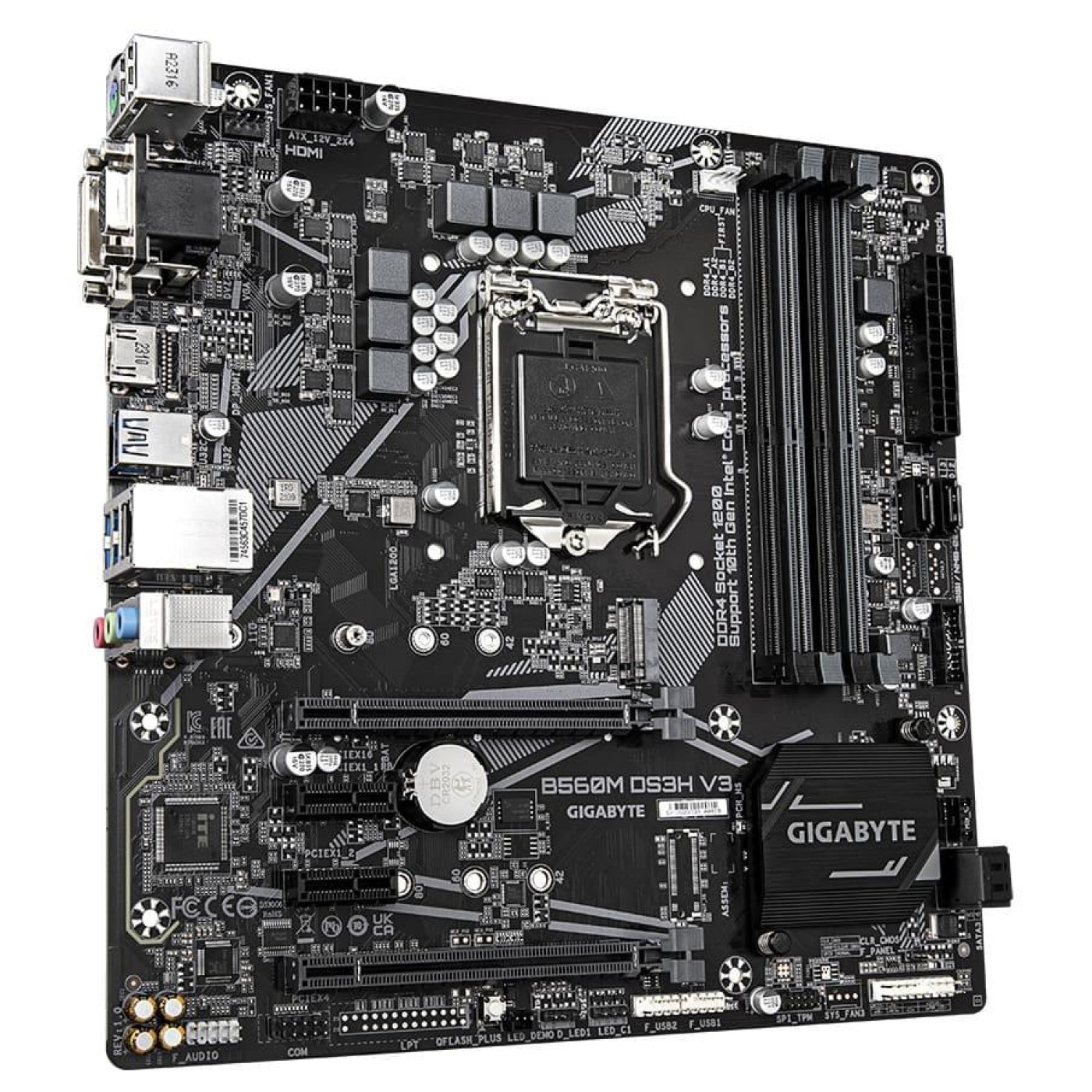 Материнська плата Gigabyte B560M DS3H V3 (B560M DS3H V3) (Socket 1200, Intel B560, Micro-ATX) Б/в,U1