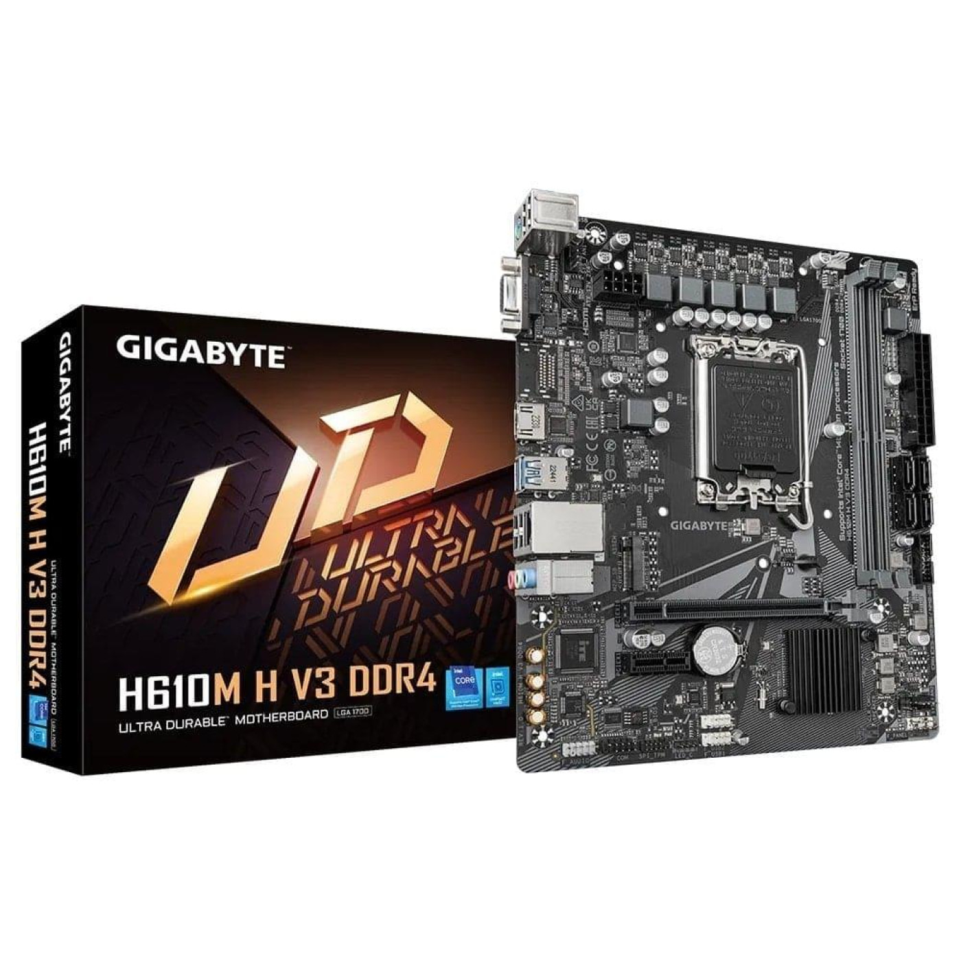 Материнська плата Gigabyte H610M H V3 DDR4 (H610M H V3 DDR4) (Socket 1700, Intel H610, Micro-ATX)