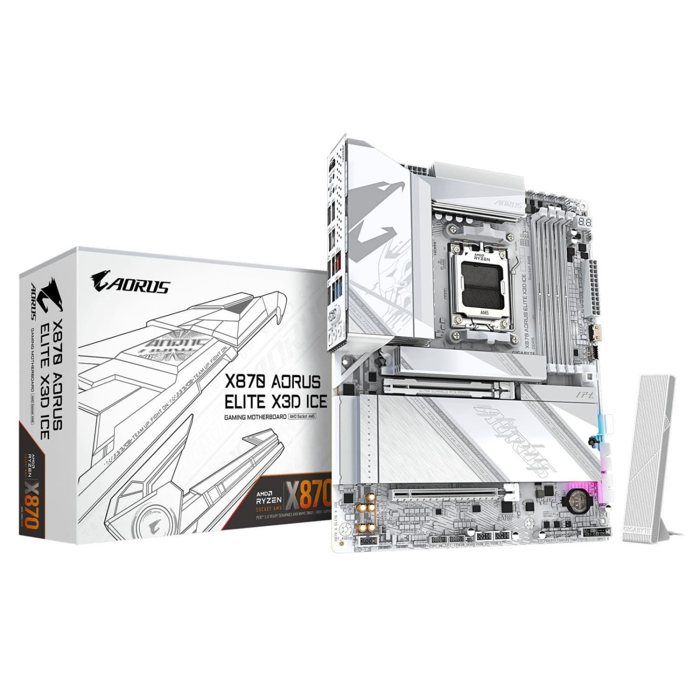 Материнская плата GIGABYTE X870 AORUS ELITE X3D ICE (X870 AORUS ELITE X3D ICE) (Socket AM5, AMD X870, ATX)