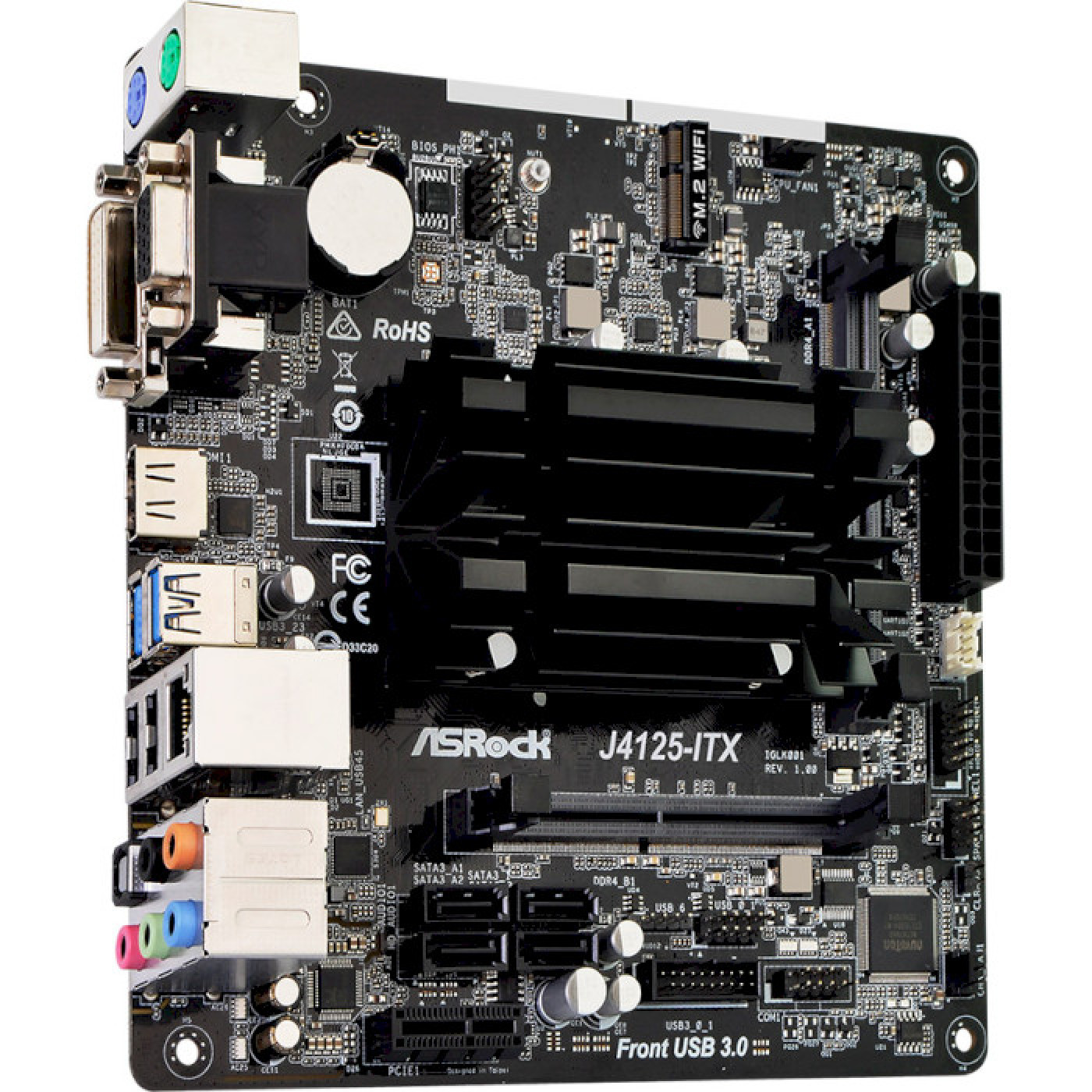 Материнская плата AsRock J4125-ITX (J4125-ITX) (Integrated CPU, Mini-ITX)