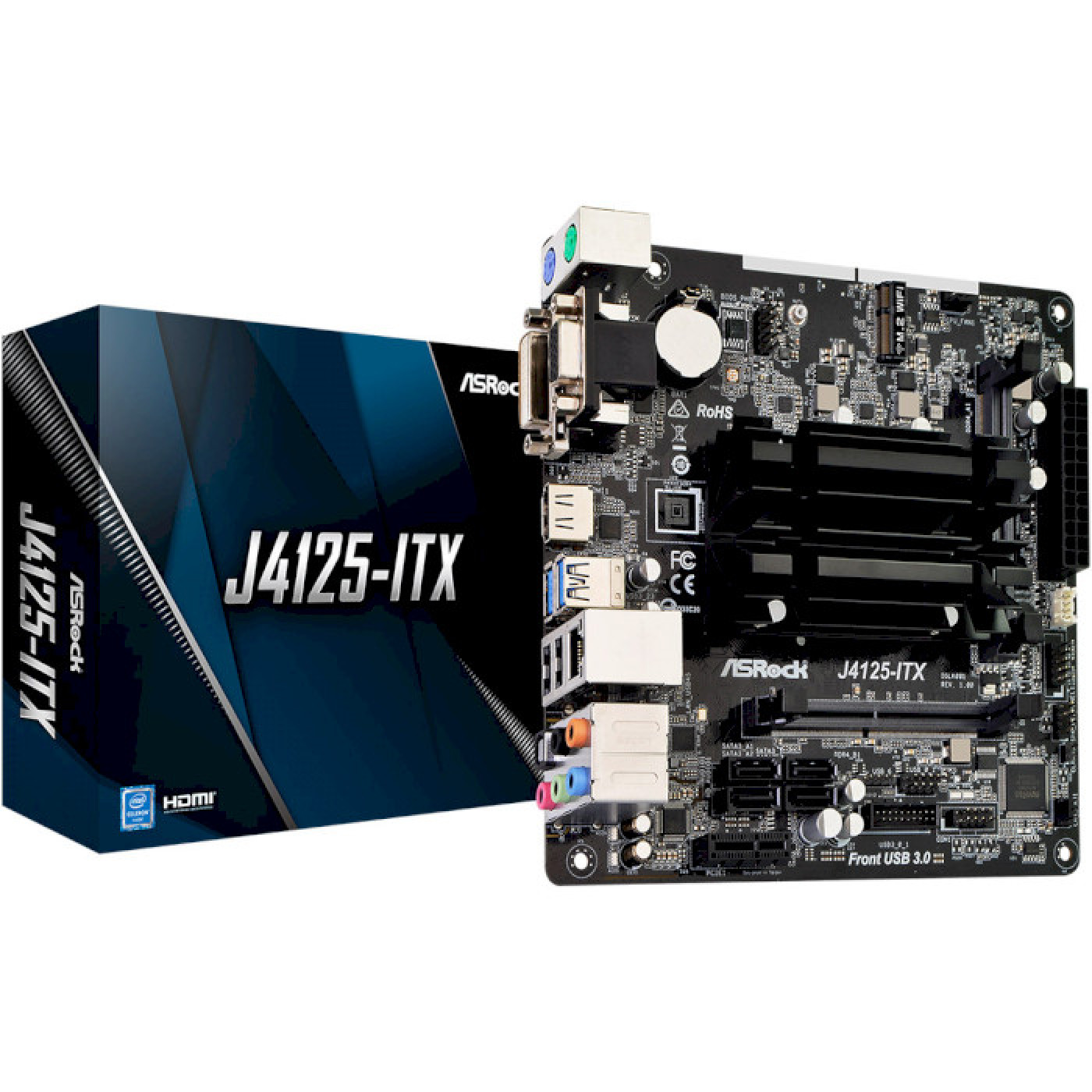 Материнская плата AsRock J4125-ITX (J4125-ITX) (Integrated CPU, Mini-ITX)