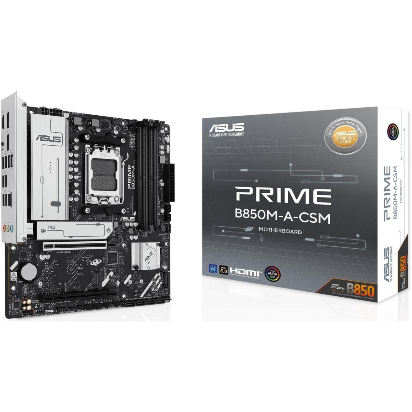 Материнская плата ASUS PRIME B850M-A-CSM (PRIME B850M-A-CSM) (Socket AM5, AMD B850, Micro-ATX)